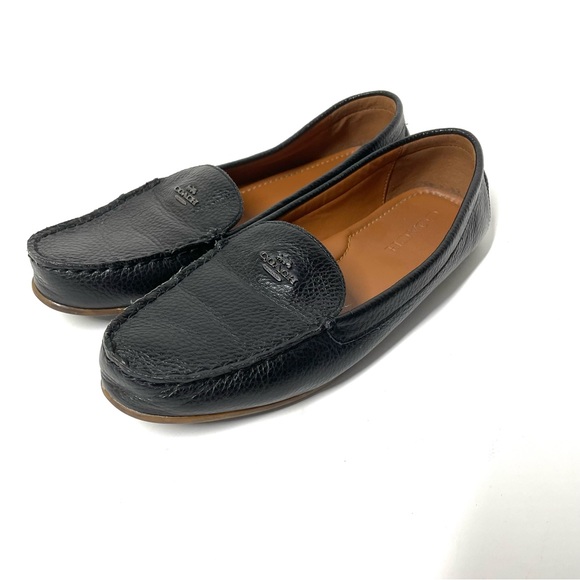 Coach Shoes - Coach Mary Lock Up Black Pebbled Leather Loafer Size 9B